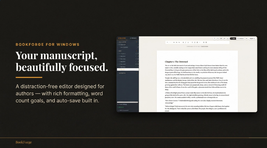 BookForge Professional Writing Interface