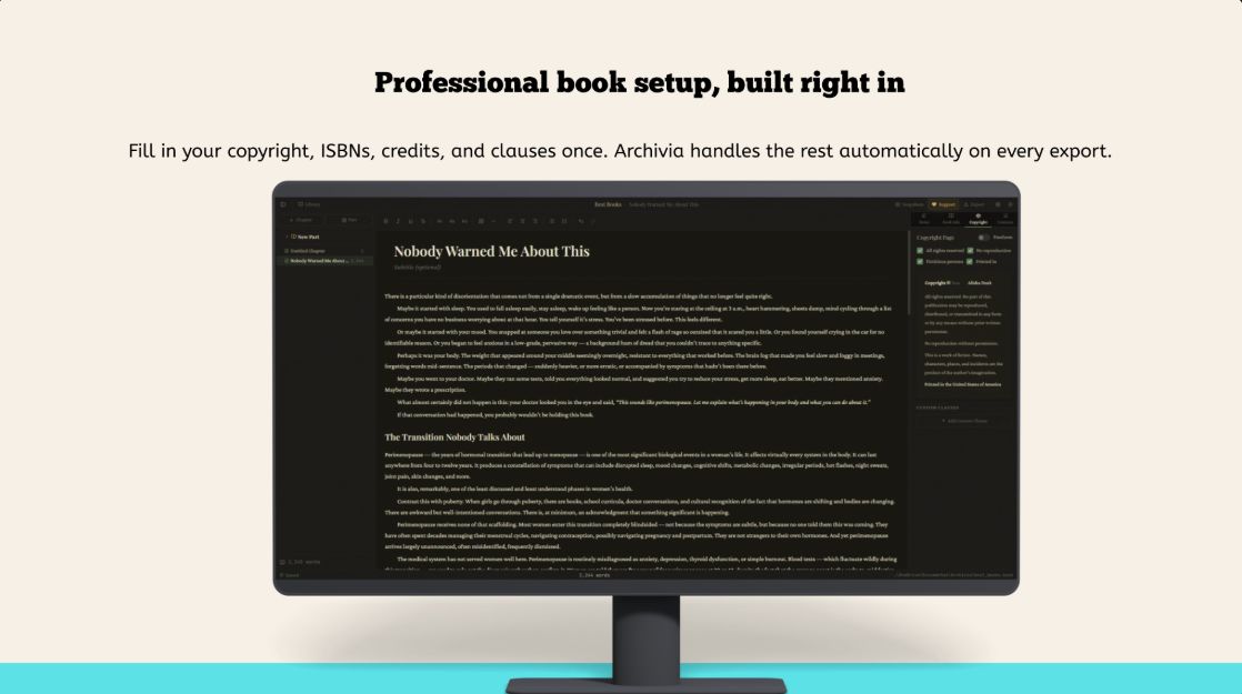 Archivia Editor — Beautiful distraction-free writing interface with formatting tools